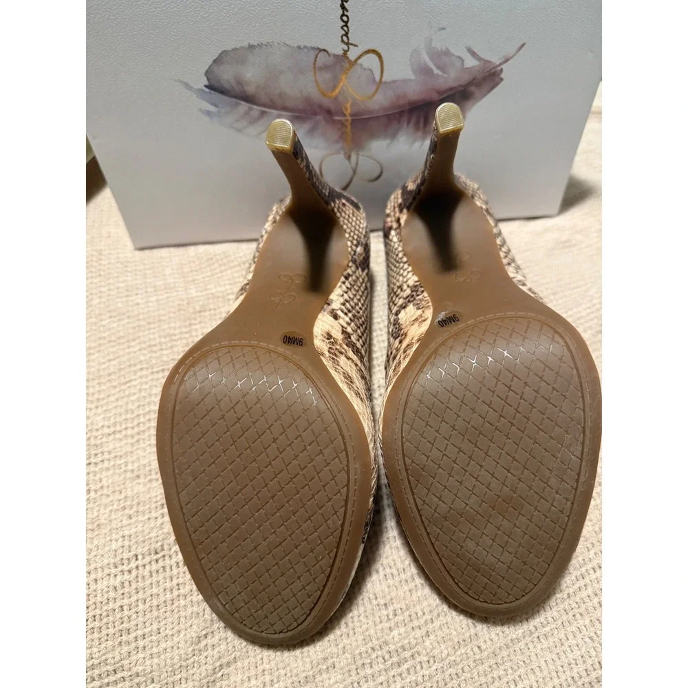 Jessica Simpson Snakeskin Print Almond Toe Stiletto Pumps Tan Brown 9M - Picture 5 of 5